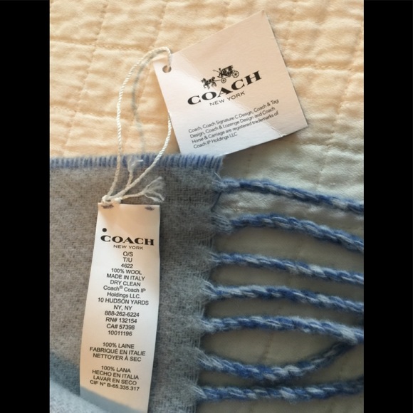 NWT Coach horse & carriage double face oversized muffler light grey/periwinkle - Picture 5 of 10